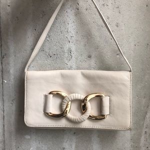 Cream & Gold Leather Micheal Kors Clutch, Wristlet